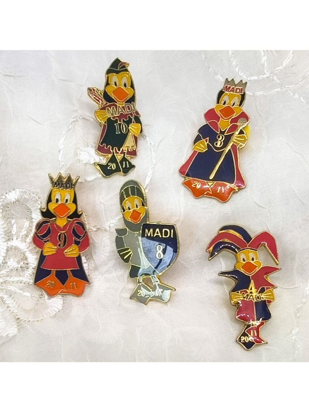 5 Madi 2011  ~ Massachusetts Destination Imagination Enamel Pins - Royal Designs